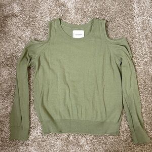 Lucky Brand Olive Sweater with Shoulder Cutouts